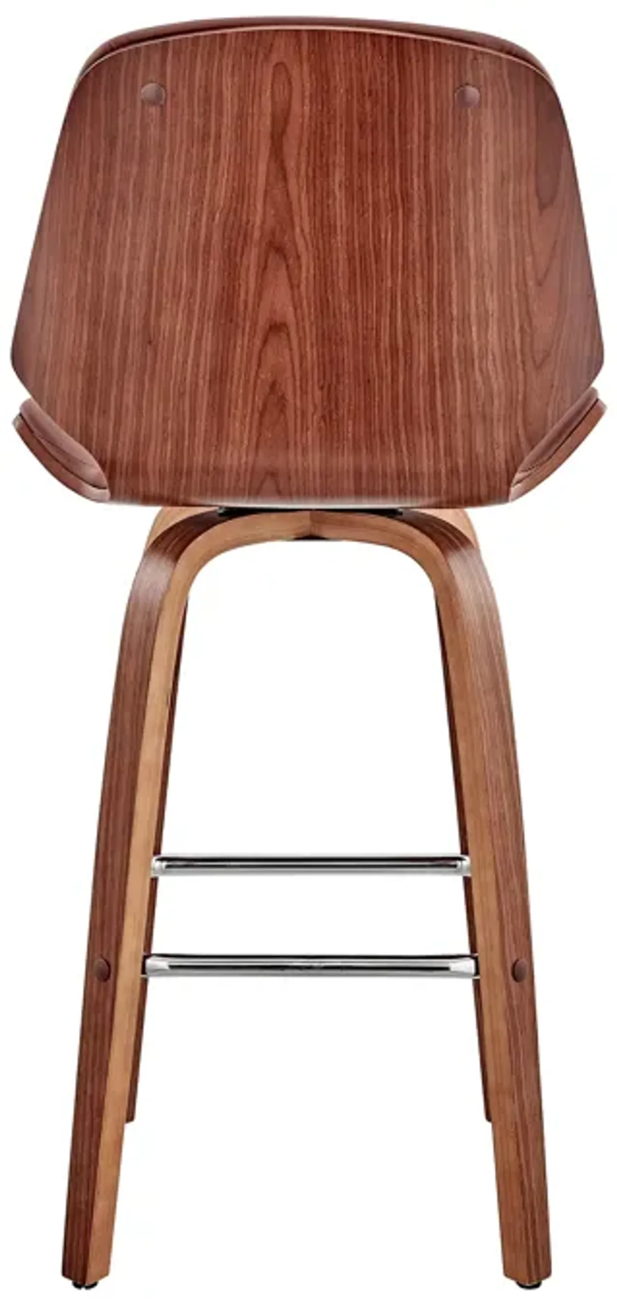 Arabela 26" Faux Leather and Wood Swivel Bar Stool