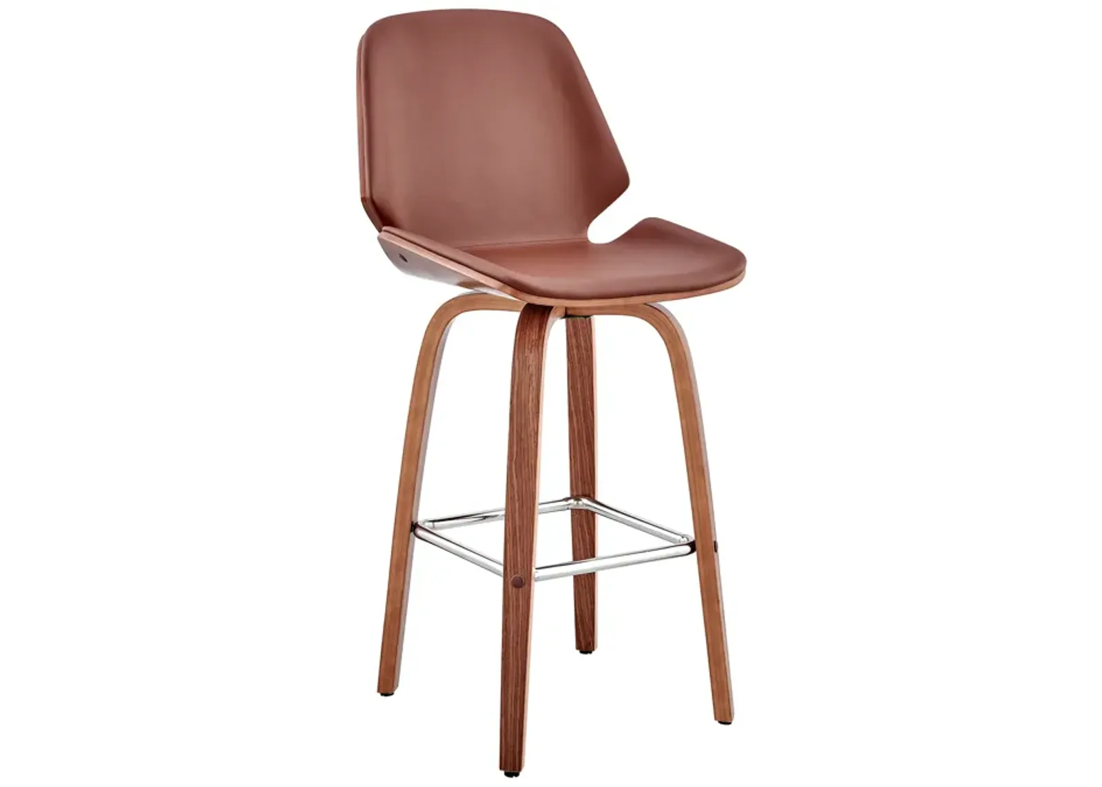 Arabela 26" Faux Leather and Wood Swivel Bar Stool