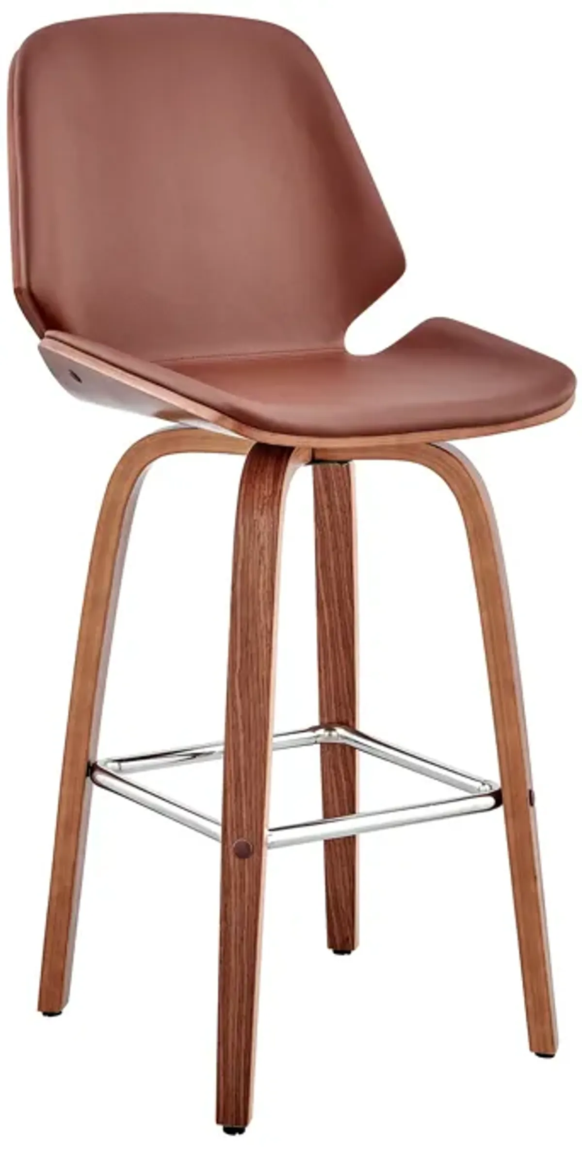 Arabela 26" Faux Leather and Wood Swivel Bar Stool