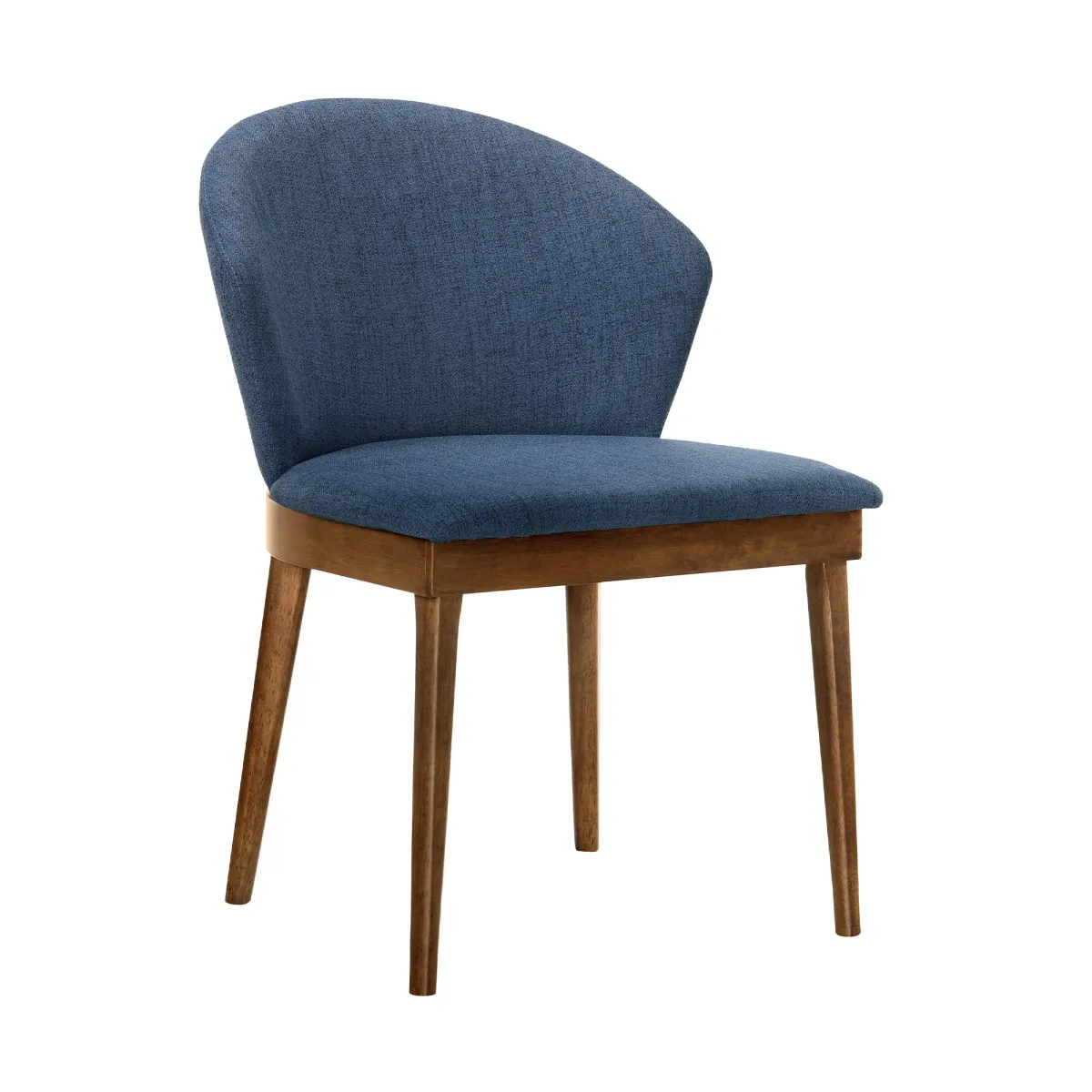 5 Piece Dining Set with Curved Side Chairs, Brown and Blue - Benzara