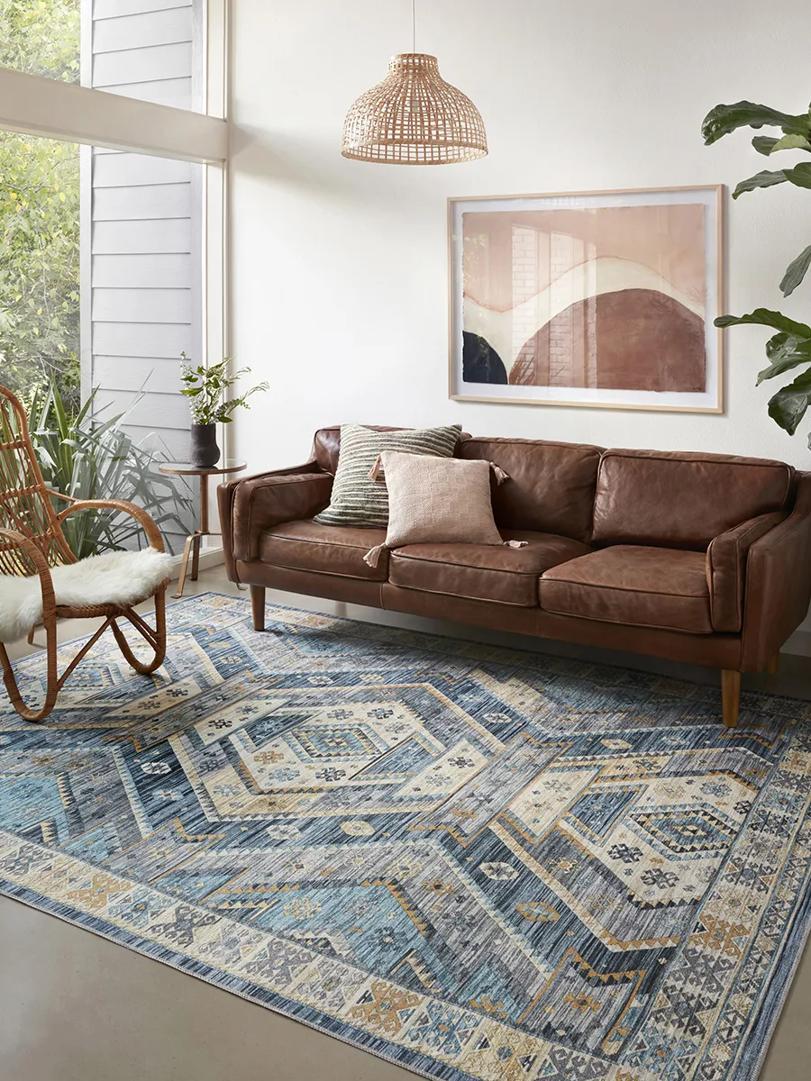 Zion ZIO02 Ocean/Gold 3'6" x 5'6" Rug