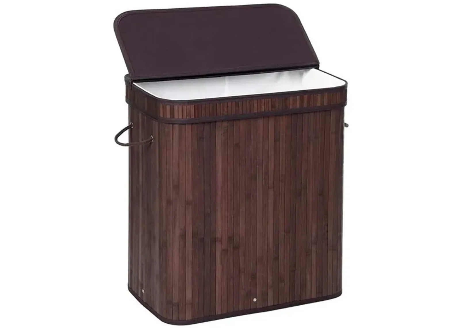 Bamboo Laundry Hamper 100L Dirty Clothes Storage Basket with Lid Liner and Handles Rectangular