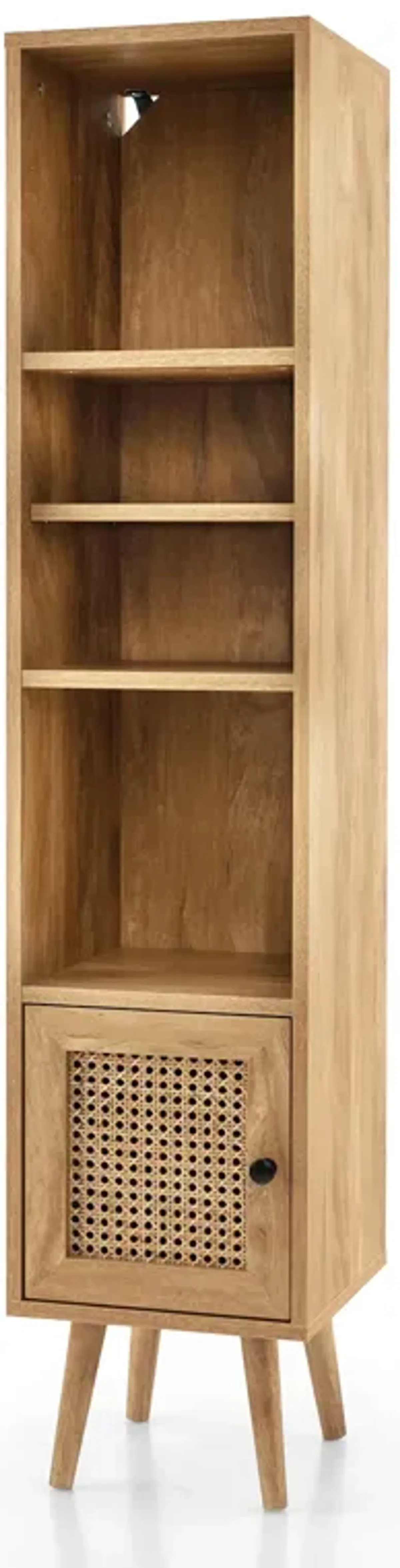 4 Tiers Rattan Storage Cabinet with Slim Design