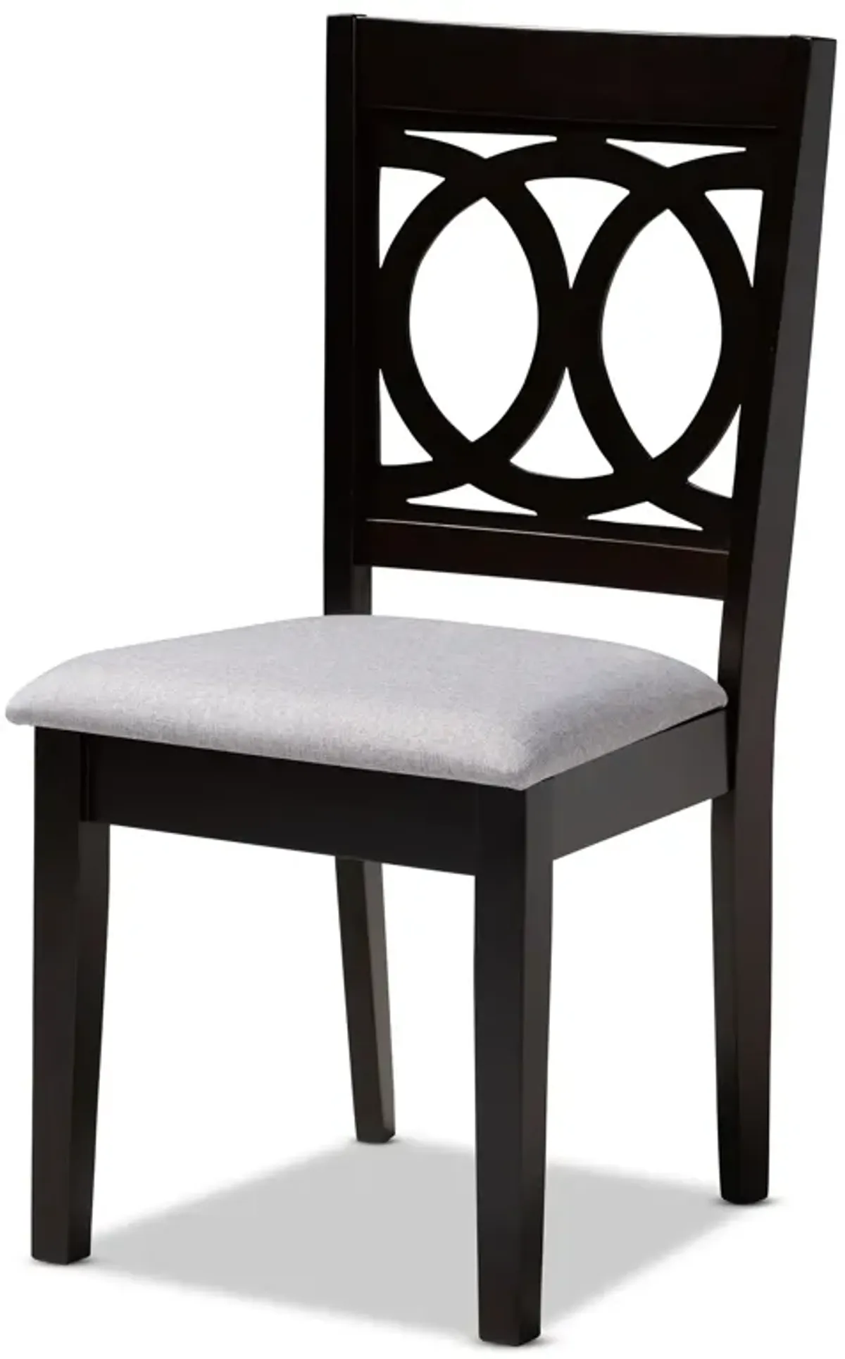 Baxton Studio Lenoir Modern Gray Fabric Upholstered Espresso Finished Wood Dining Chair