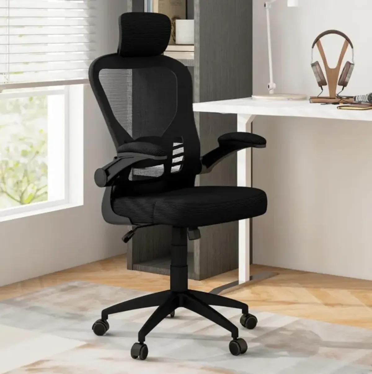 Hivvago Ergonomic Mesh Office Chair with Adjustable Height for Home Office-Black