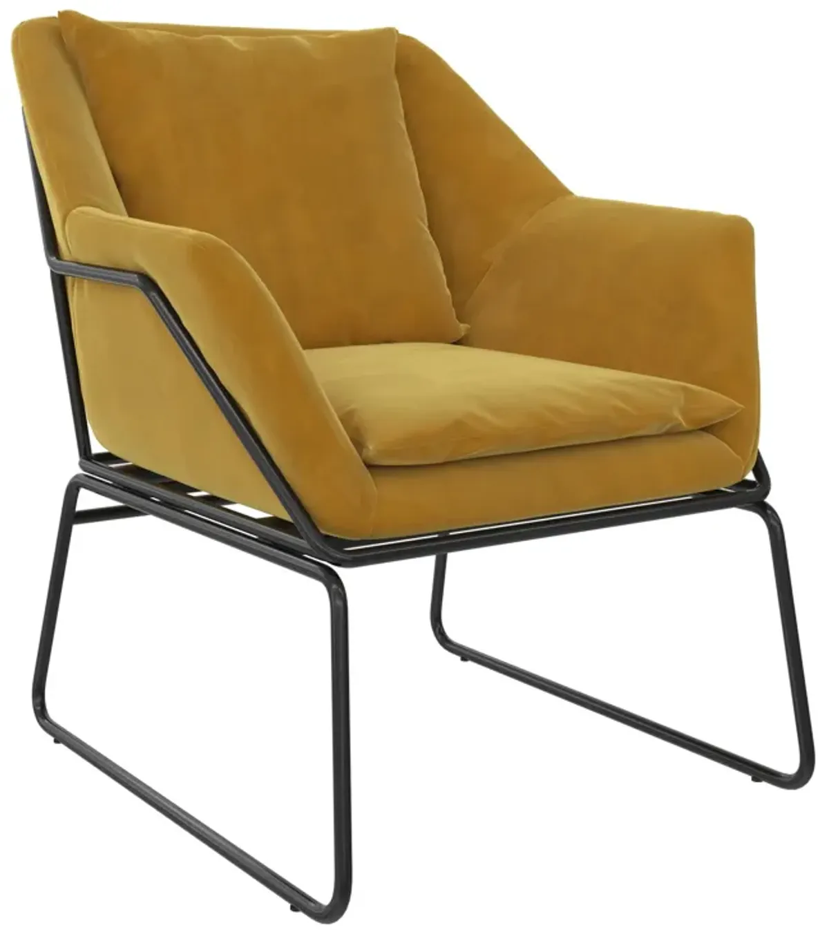 Cassie Accent Chair, Mustard Yellow Velvet