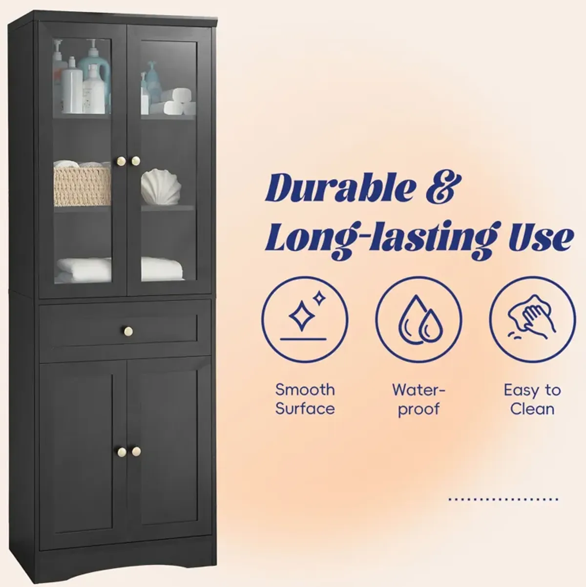 Merax Bathroom Storage Cabinet with 4 Doors