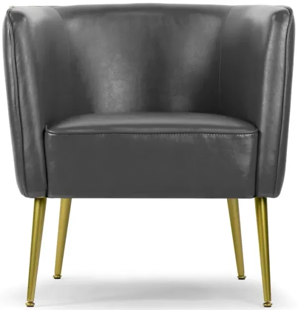 Glamour Home Avian Gray Faux Leather Accent Chair with Decorative Stitching