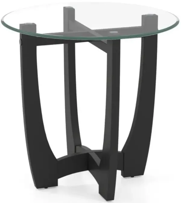 Hivvago 23.5 Inch Round End Side Table with Tempered Glass Tabletop