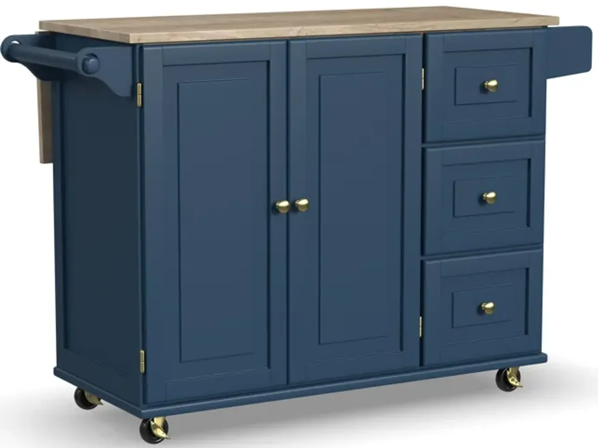 Dolly Madison Blue Drop Leaf Kitchen Cart