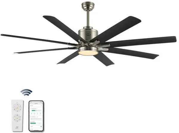 Octo Contemporary Industrial Iron/Plastic Ceiling Fan with Integrated LED Light