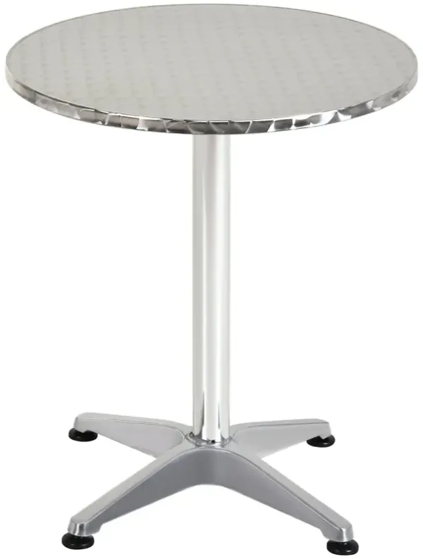 Patterned Bar Table: Round High Top Table with Adjustable Top, Feet, Stainless Steel