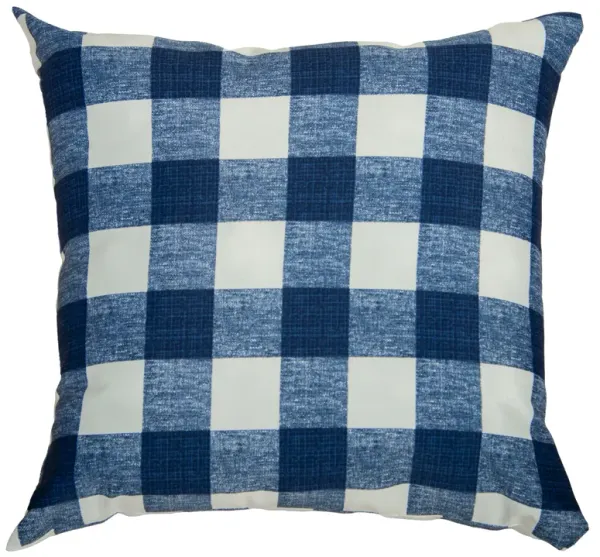 22"x22" Indoor/Outdoor Pillow, Blue Plaid