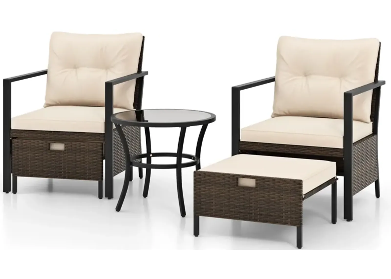 4 Piece Outdoor Furniture Set with Glass Topped Coffee Table