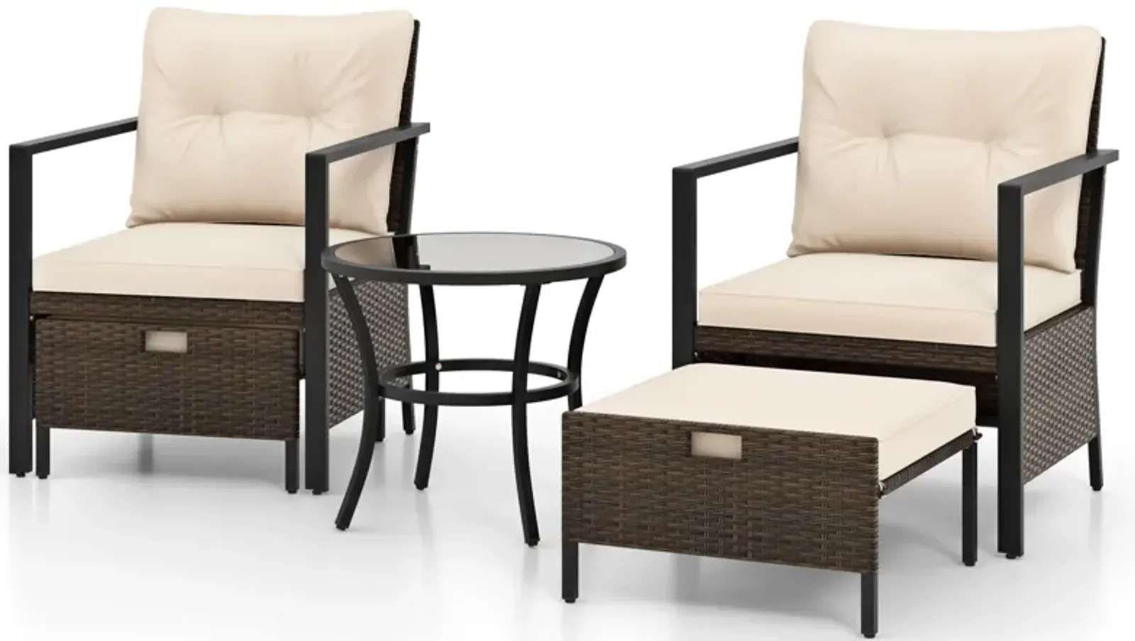 4 Piece Outdoor Furniture Set with Glass Topped Coffee Table