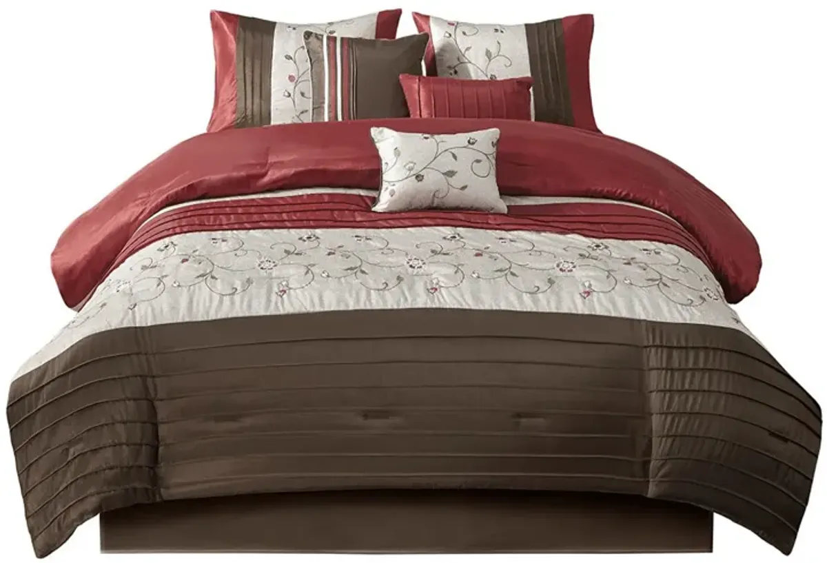 Gracie Mills Rogelio 7-Piece Transitional Embroidered Comforter Set