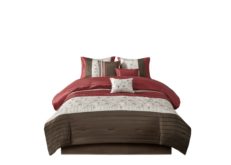 Gracie Mills Rogelio 7-Piece Transitional Embroidered Comforter Set