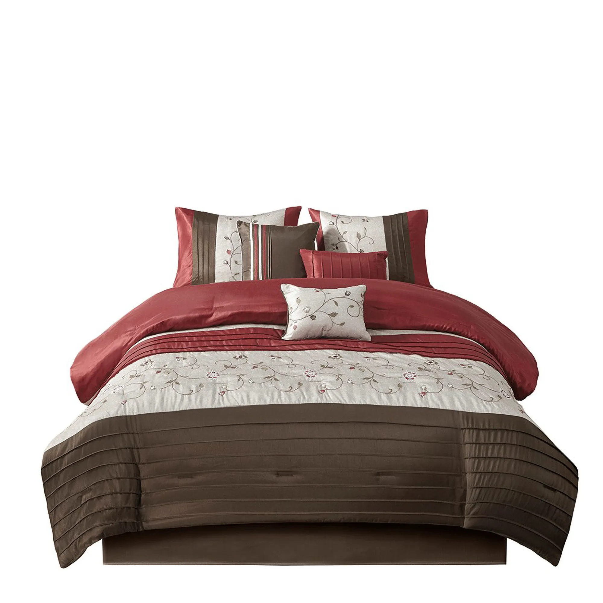 Gracie Mills Rogelio 7-Piece Transitional Embroidered Comforter Set