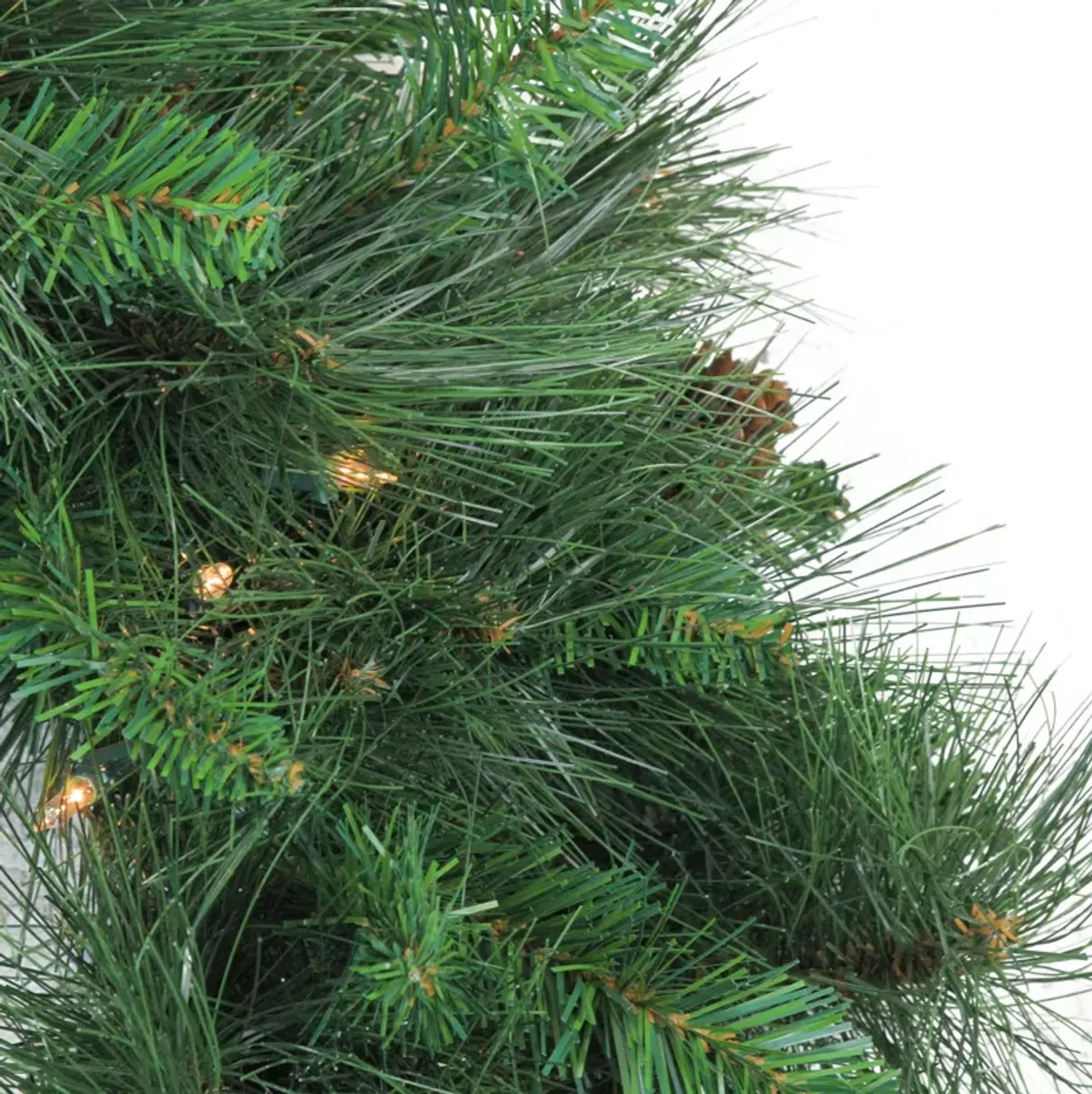 Pre-Lit White Valley Pine Artificial Christmas Wreath  24-Inch  Clear Lights