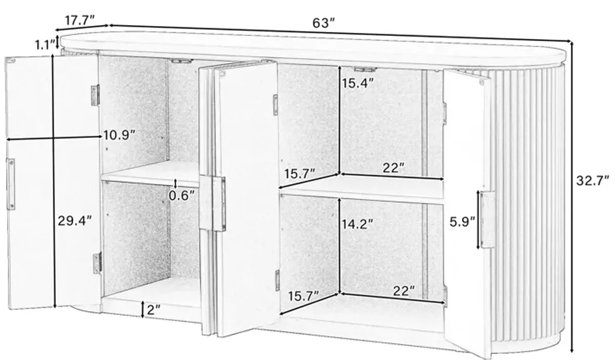 Merax Classic Storage Cabinet with Metal Handles