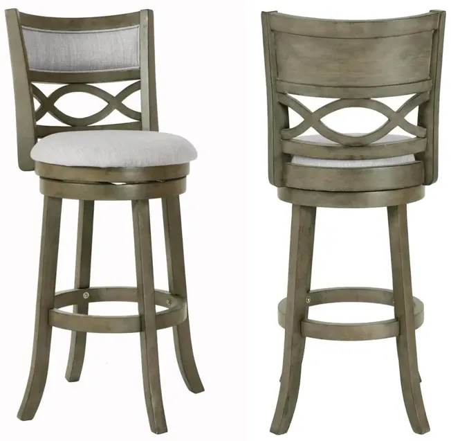 New Classic Furniture New Classic Manchester Gray Wood Swivel Bar Stool with Fabric Seat (Set of 2)