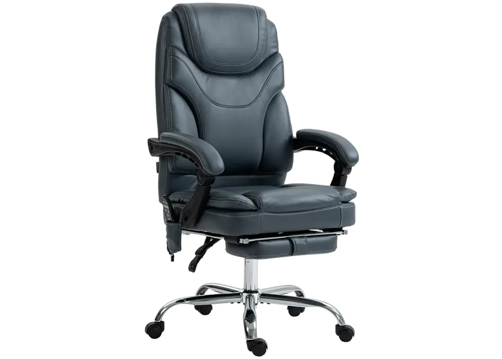 Gray PU Leather Massage Chair: 6 Vibration Points, Heated