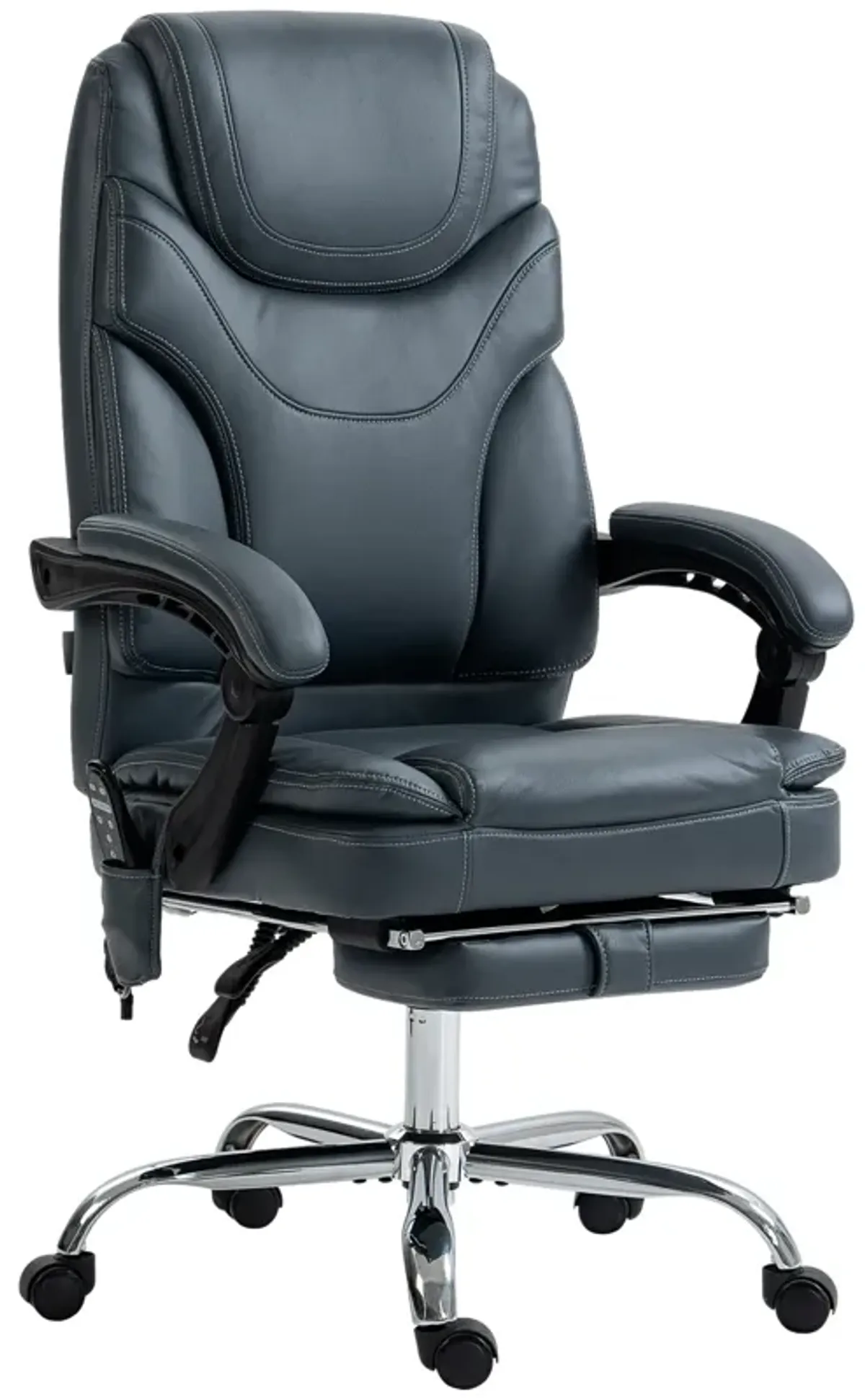 Gray PU Leather Massage Chair: 6 Vibration Points, Heated