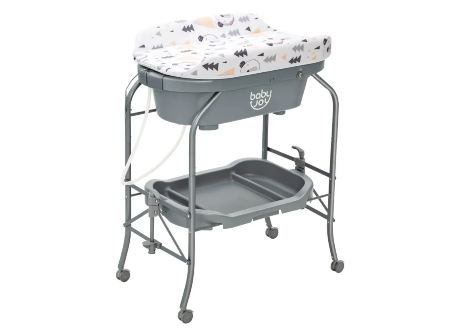 Hivvago Folding Baby Changing Table with Bathtub and 4 Universal Wheels