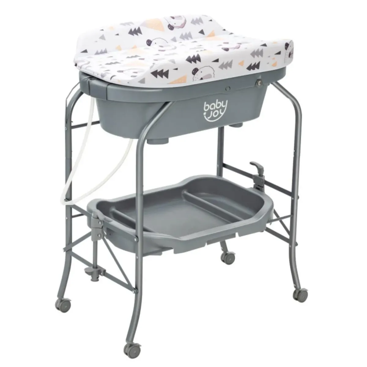 Hivvago Folding Baby Changing Table with Bathtub and 4 Universal Wheels