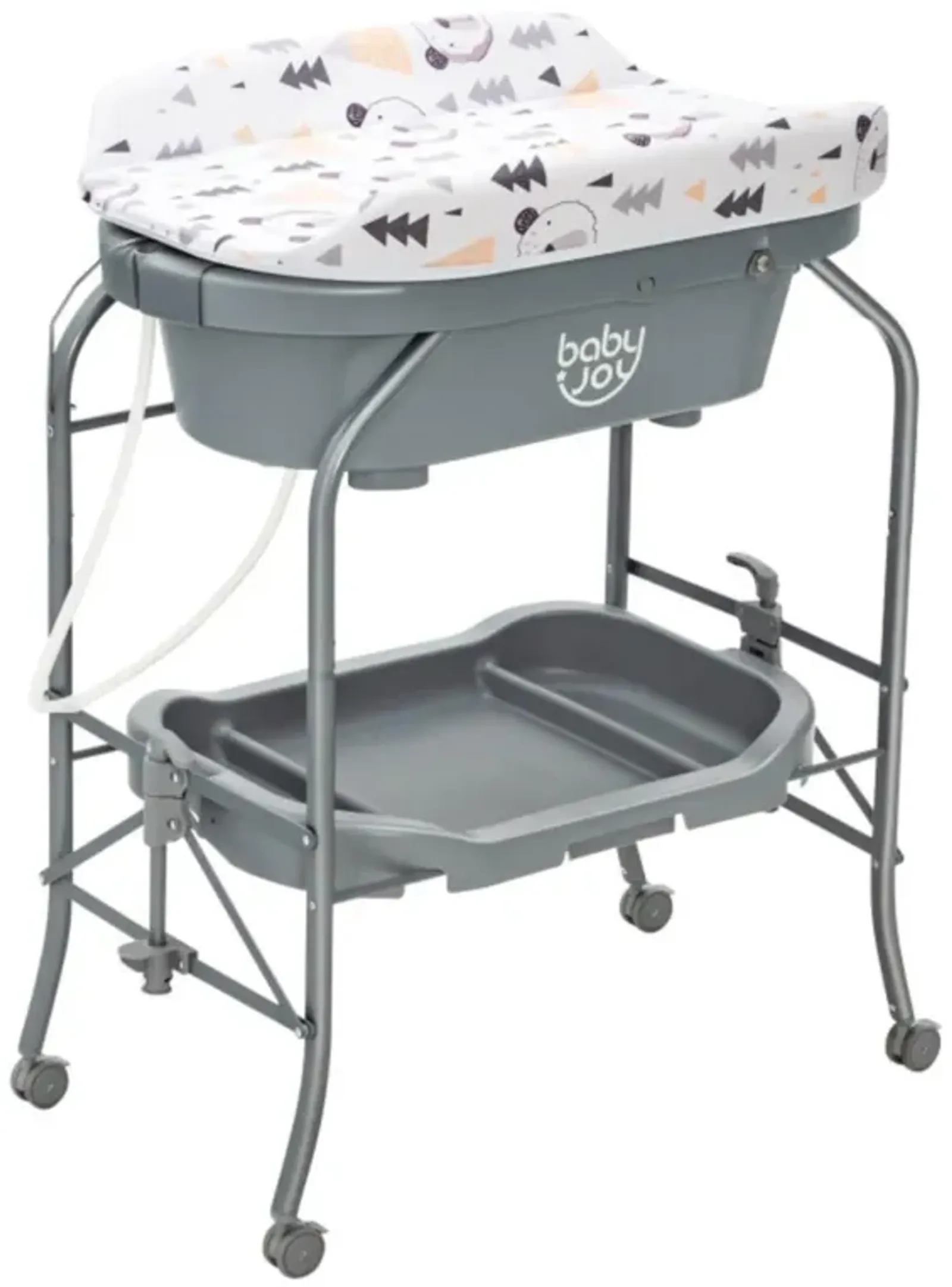 Hivvago Folding Baby Changing Table with Bathtub and 4 Universal Wheels