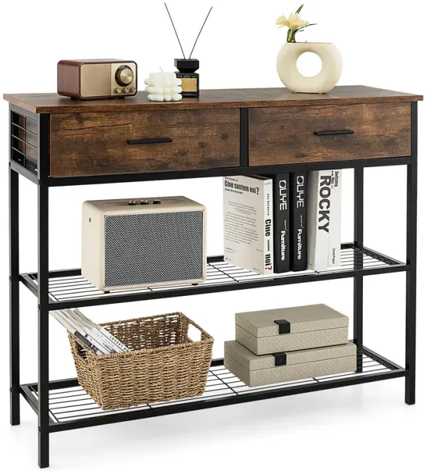 Modern Entryway Table with Storage Shelves – Console Table for Hallway