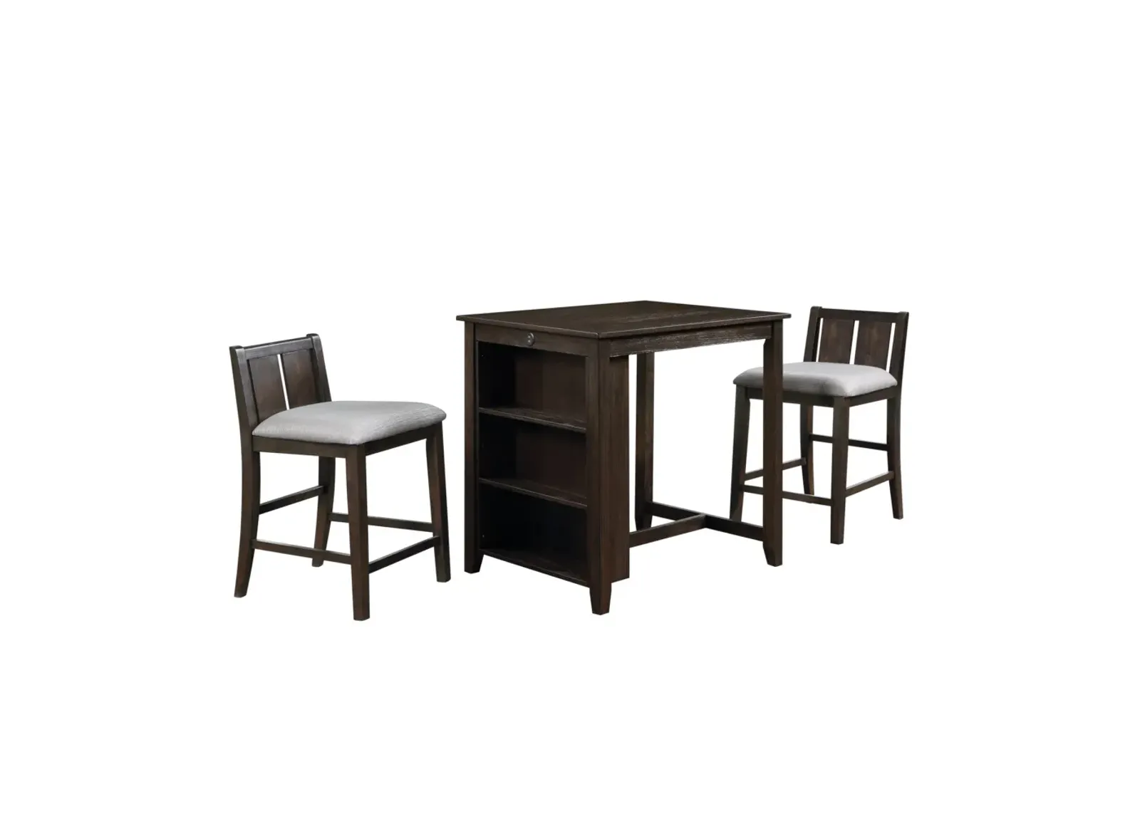 New Classic Furniture Heston 3-pc Wood Storage Counter Set with 2 Chairs in Cherry