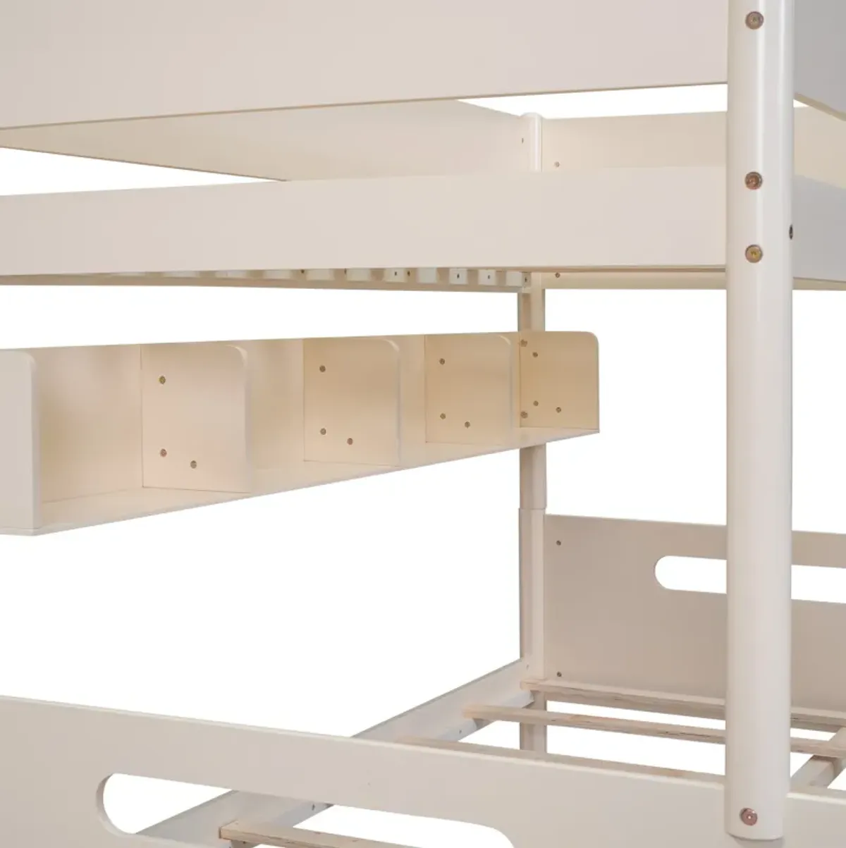 Merax Wood Bunk Bed with Storage Shelves and Trundle