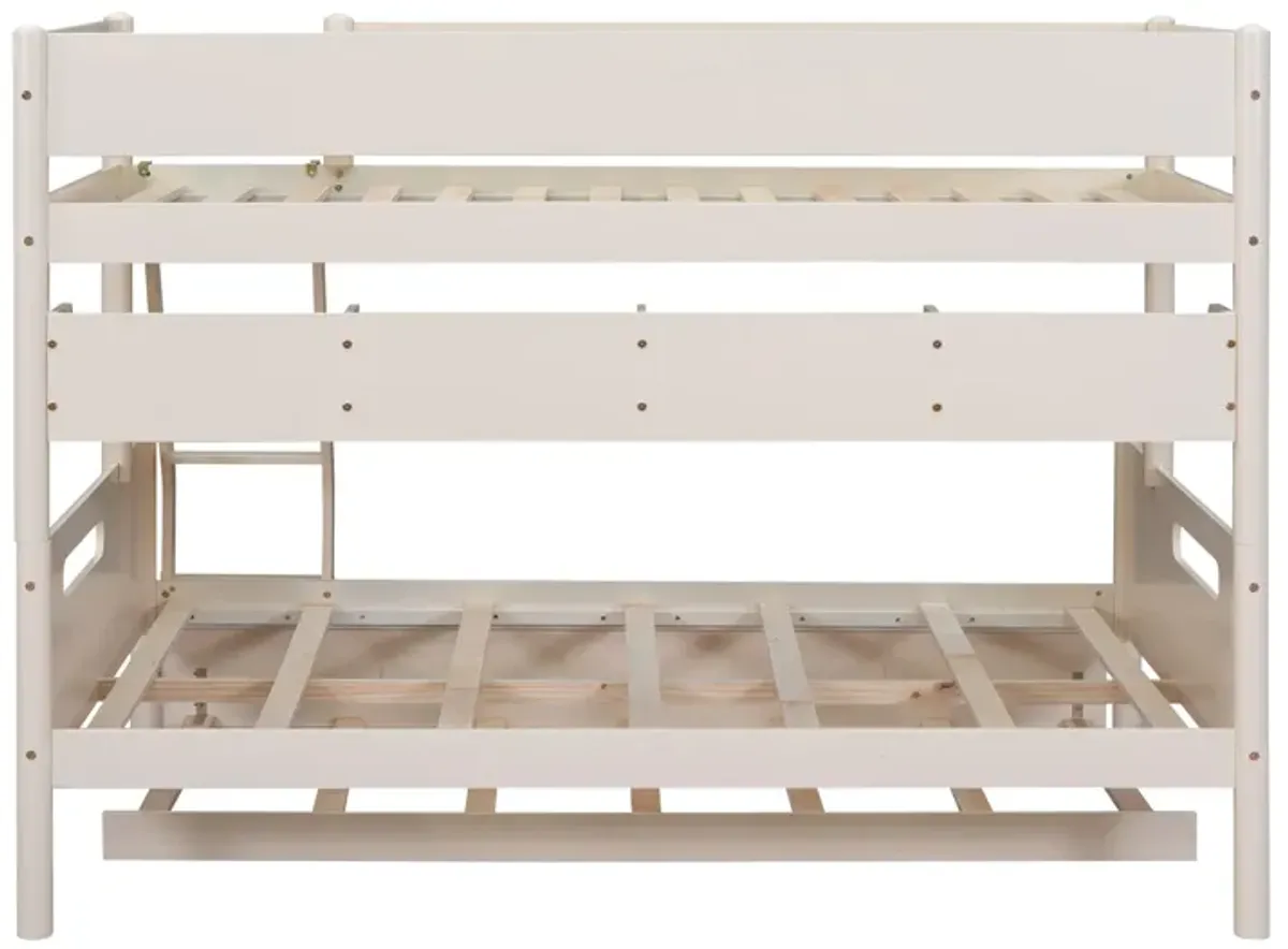 Merax Wood Bunk Bed with Storage Shelves and Trundle