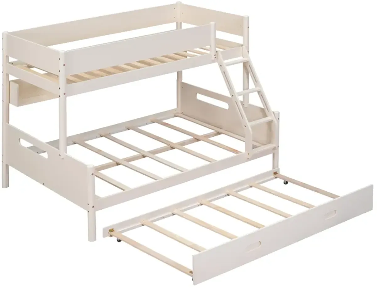 Merax Wood Bunk Bed with Storage Shelves and Trundle