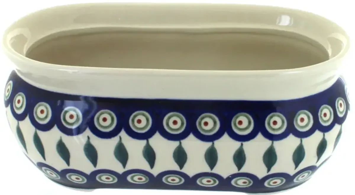 Blue Rose Polish Pottery Porcelain Vine Small Planter