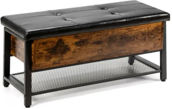 Hivago Industrial Storage Shoe Bench with Two Divided Space