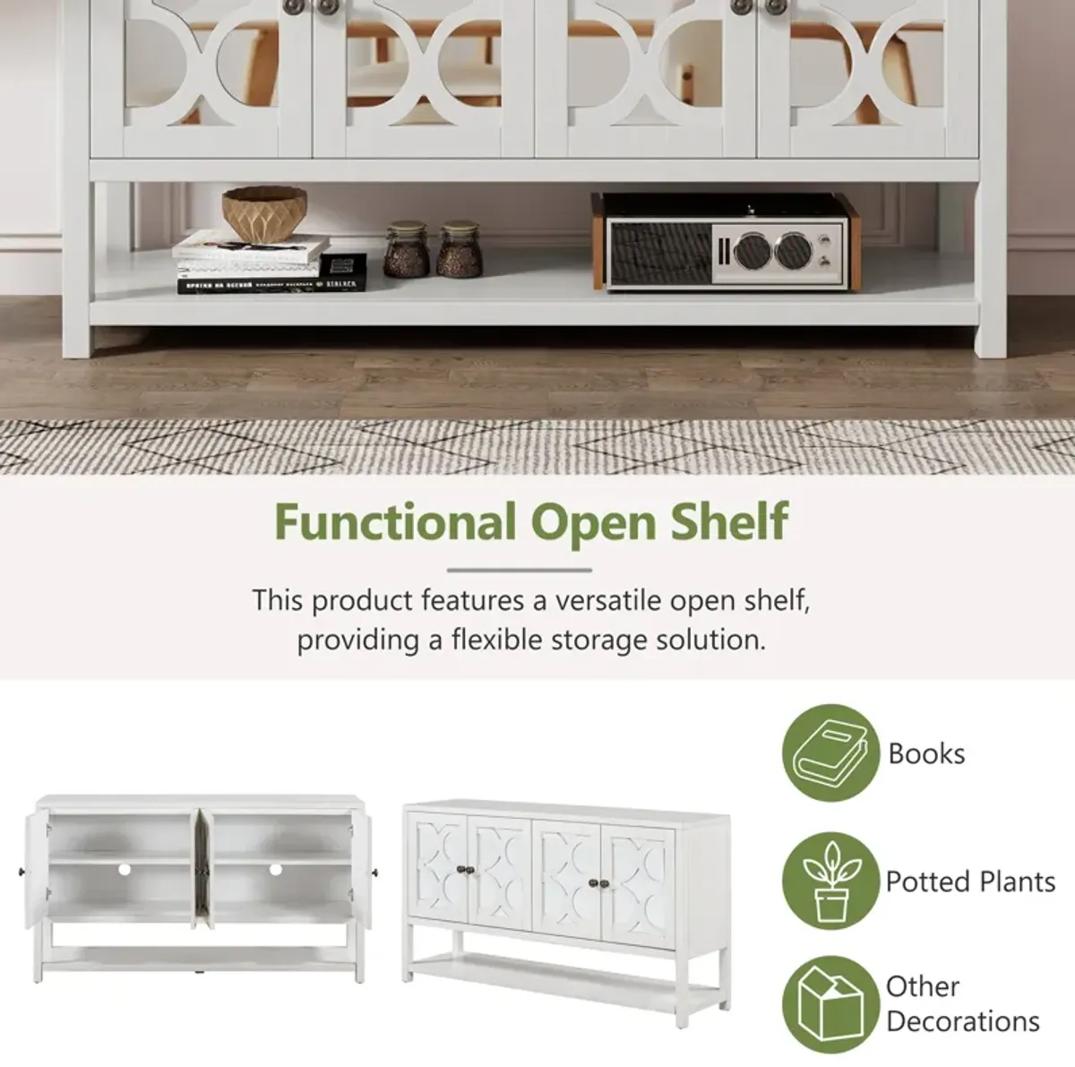 Merax Retro Storage Cabinet Sideboard with Mirrored Doors