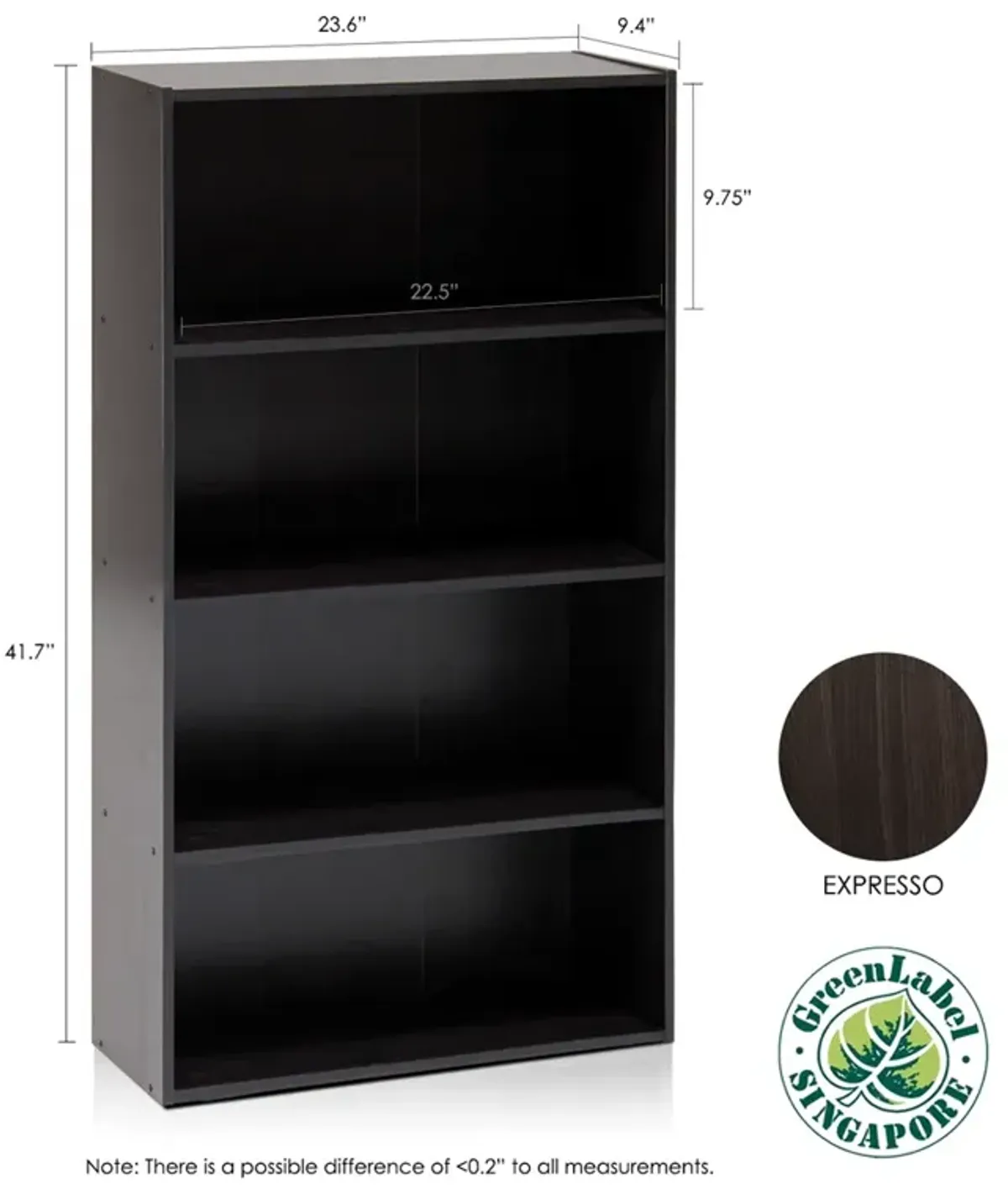 Pasir 4-Tier Open Shelf, Espresso