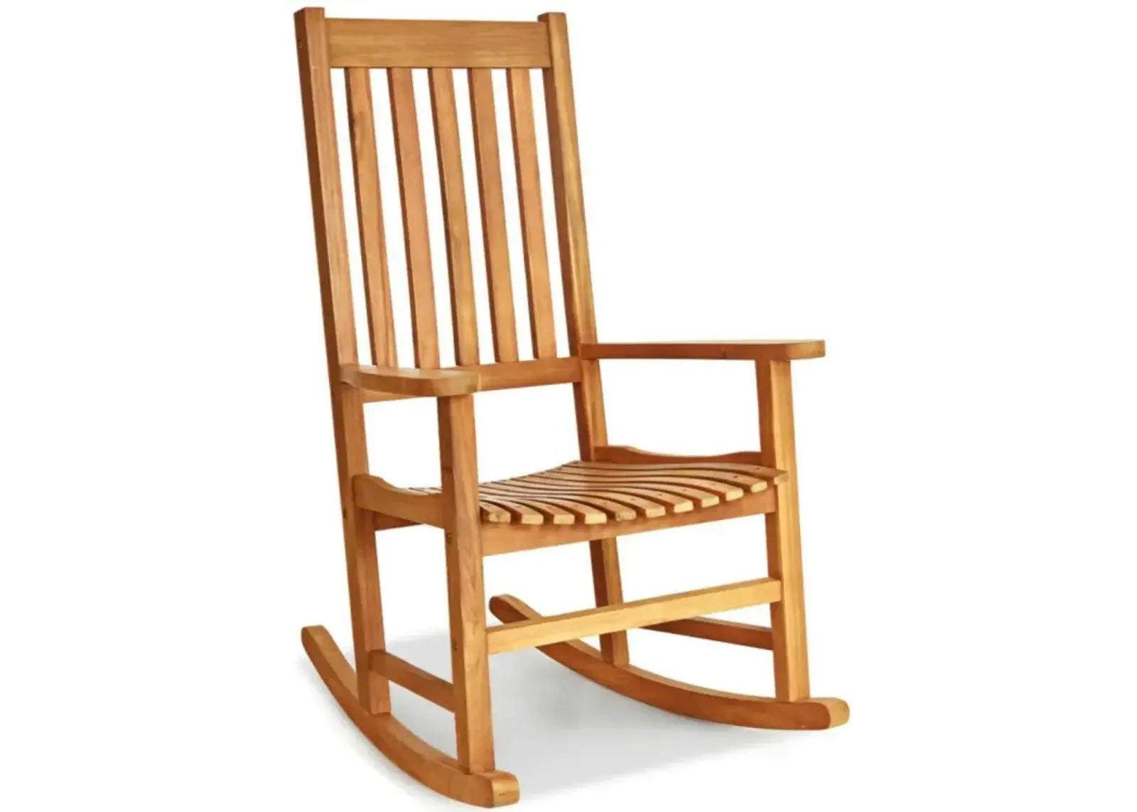 Hivvago Indoor Outdoor Wooden High Back Rocking Chair