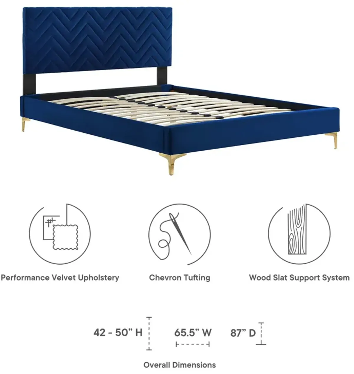 Modway - Leah Chevron Tufted Performance Velvet Full Platform Bed