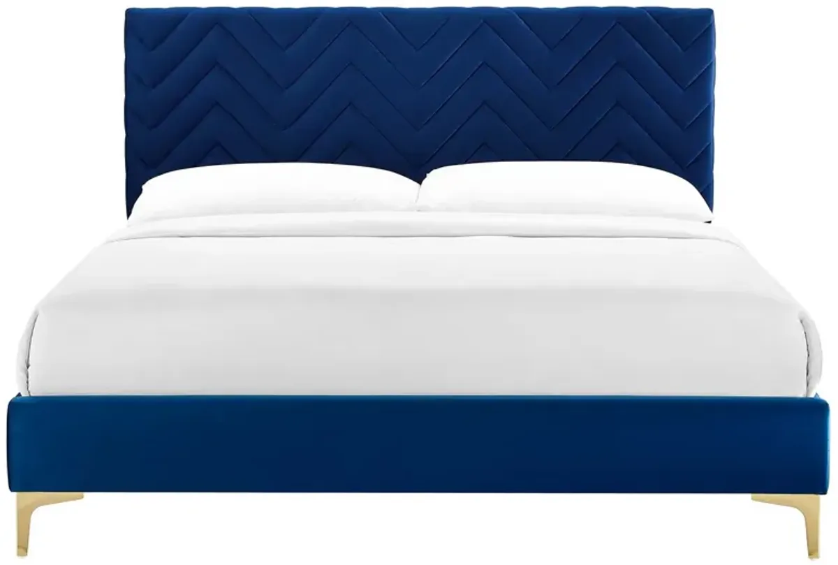 Modway - Leah Chevron Tufted Performance Velvet Full Platform Bed