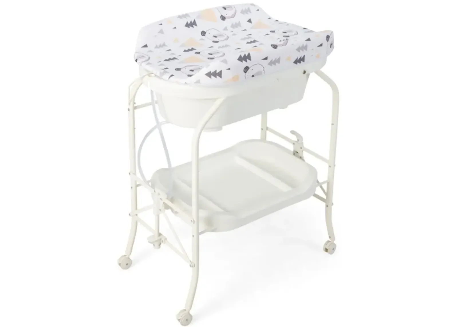 Hivvago Folding Baby Changing Table with Bathtub and 4 Universal Wheels