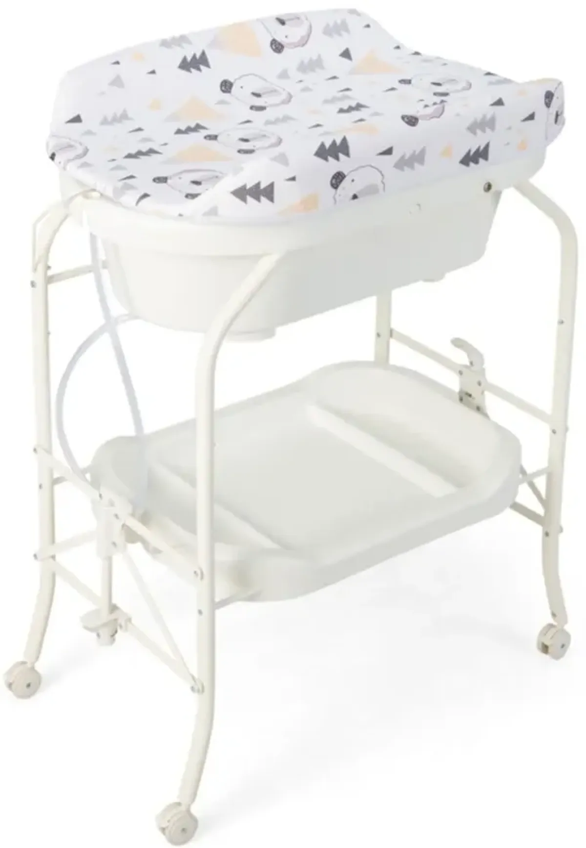 Hivvago Folding Baby Changing Table with Bathtub and 4 Universal Wheels