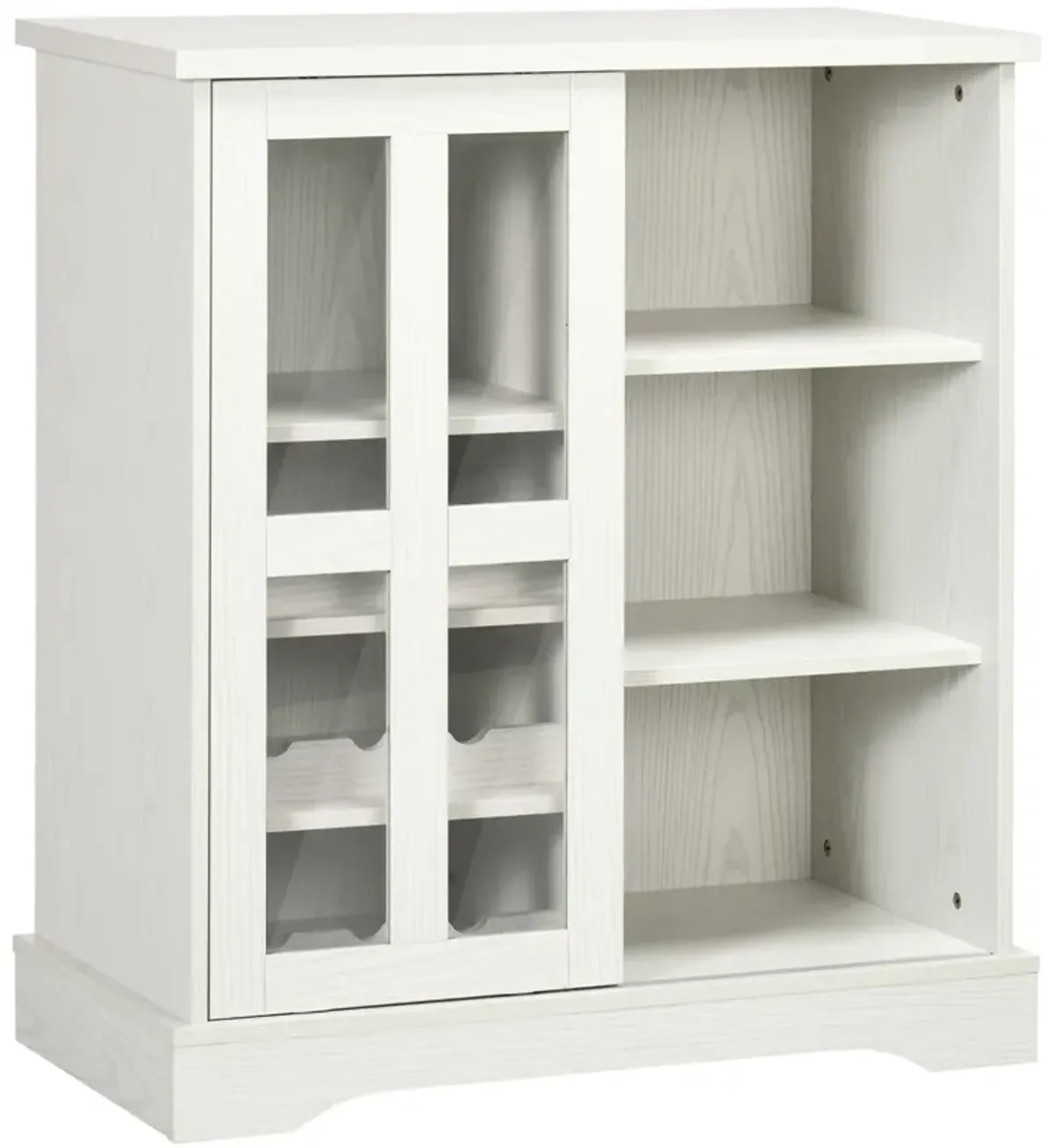 White Kitchen Organizer: Cabinet with Wine Racks & Sliding Door