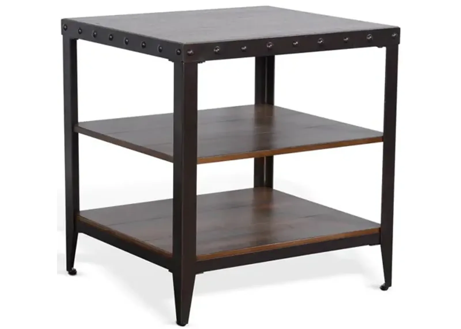 Sunny Designs San Diego Metal & Solid Wood End Table in Brown