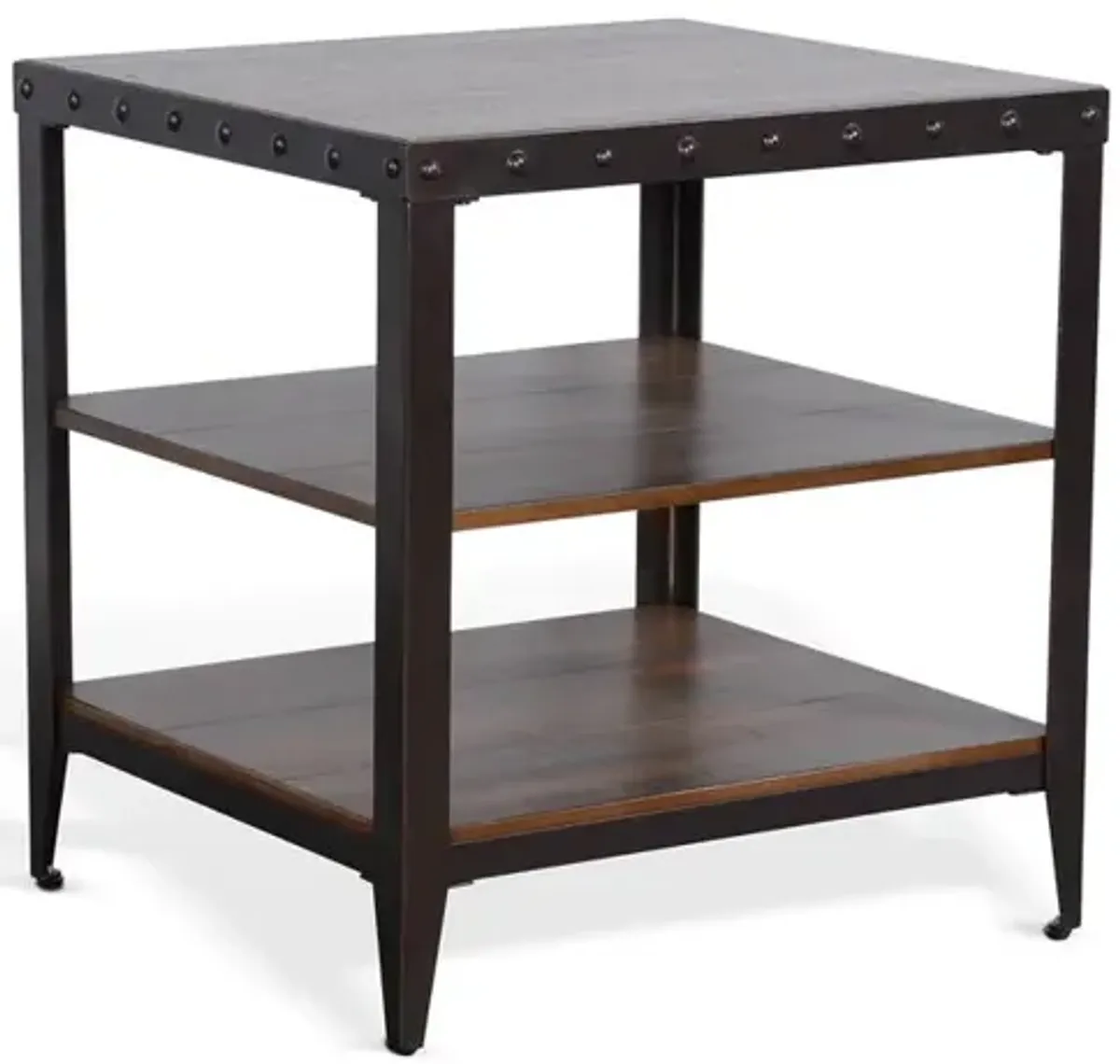 Sunny Designs San Diego Metal & Solid Wood End Table in Brown