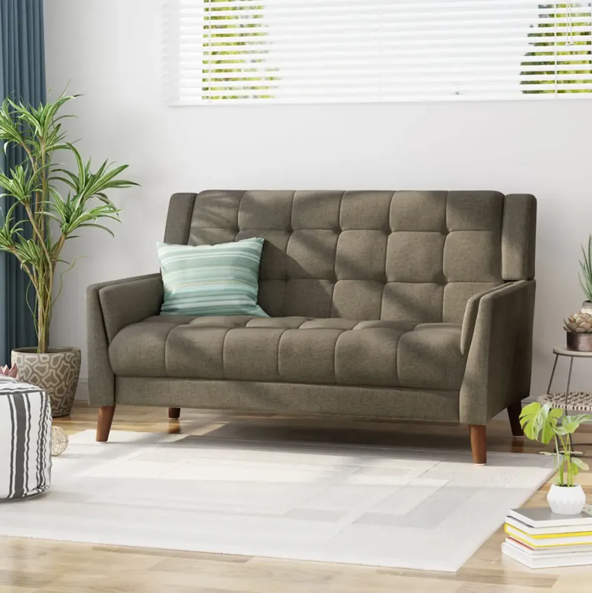 Merax Modern Fabric Loveseat Accent Sofa Chair