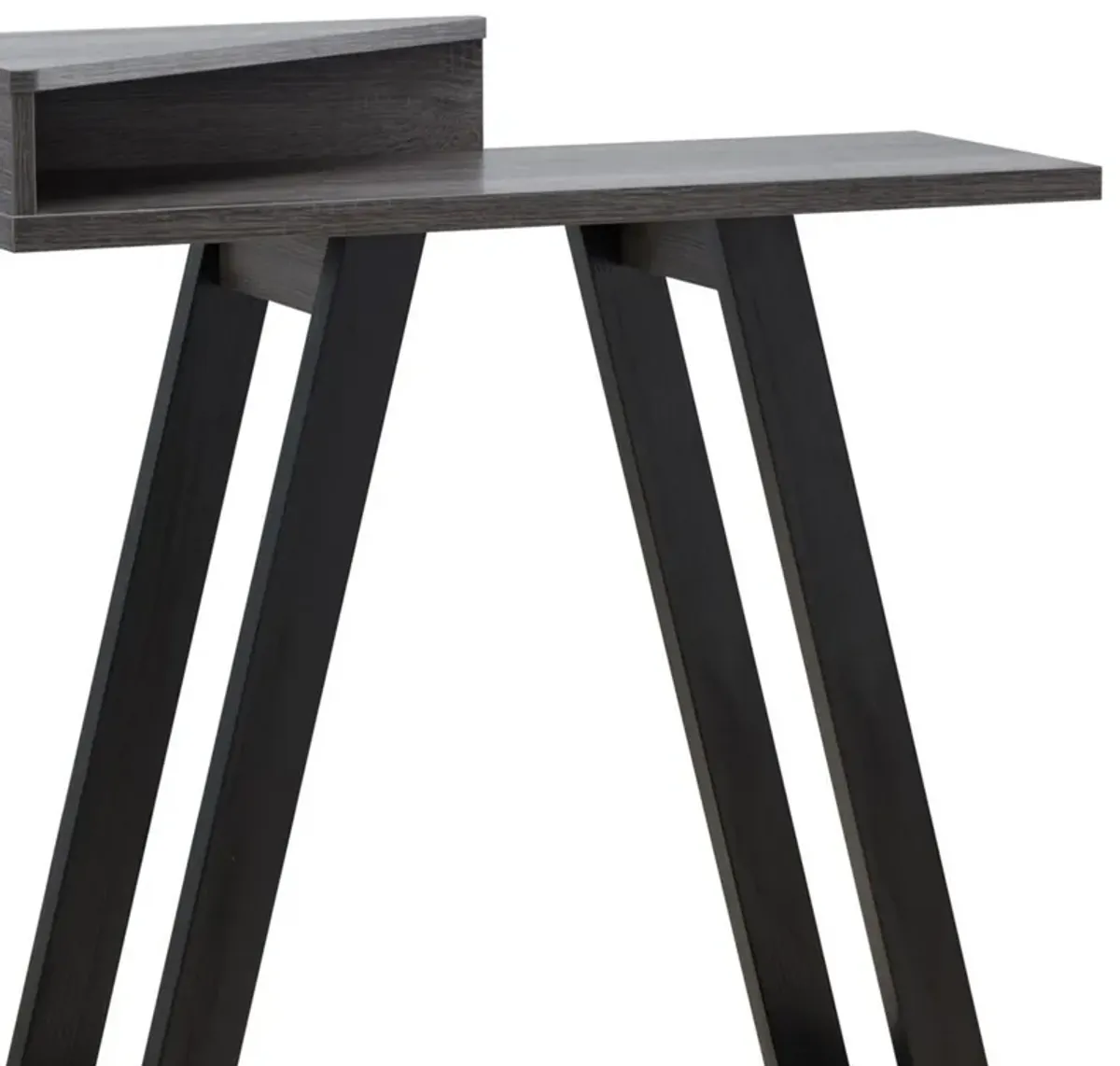 Baki 38 Inch Modern Wood Side Console Table, Corner Compartment, Black-Benzara