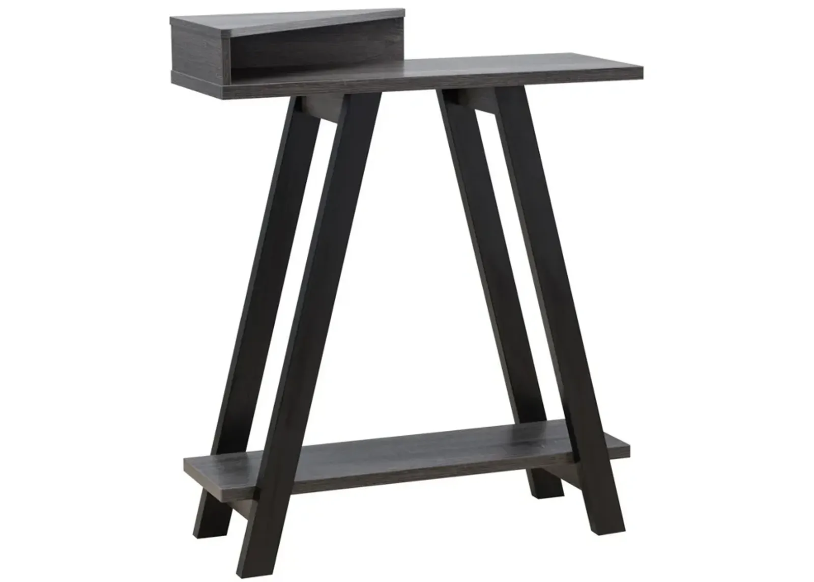 Baki 38 Inch Modern Wood Side Console Table, Corner Compartment, Black-Benzara